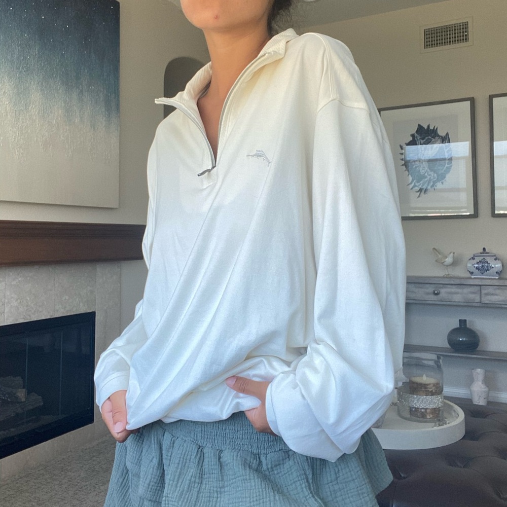 CLASSIC CREAM ZIP UP MOCK NECK SWEATER